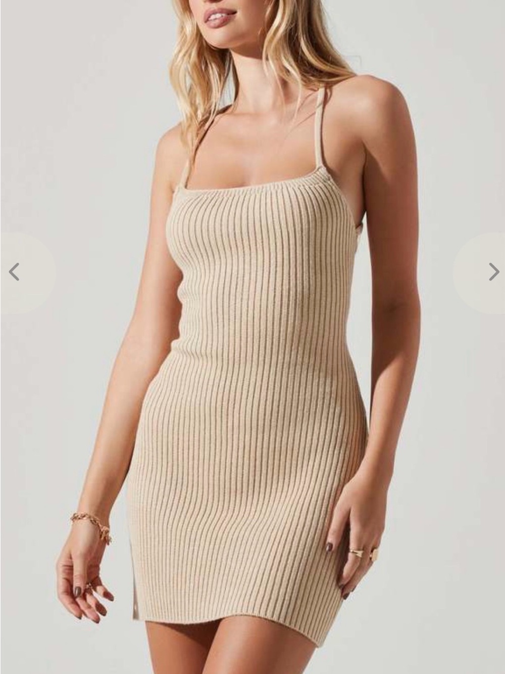 ASTR THE LABEL
RIBBED KNIT TIE BACK MINI DRESS - CREAM
